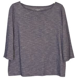 Talbots Casual Knit Top Tee Shirt Plus Sz 2X Blue Heather Striped 3/4 Sleeve